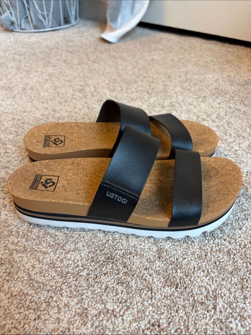 Women’s Black Cork Slide Sandals